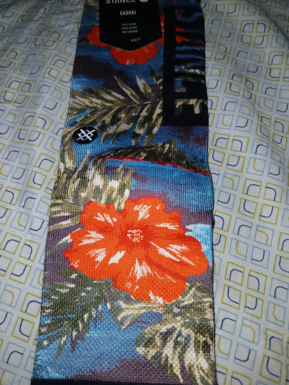 Stance Men's Casual Floral Crew Socks - Blue/Orange
